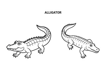 Alligator Outline Editable Vector Illustration