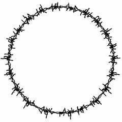 Obraz premium barbed wire border white background
