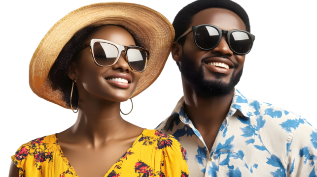 Fashionable Couple Enjoying Summer in Sunglasses and Stylish Attire