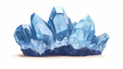 Celestite, gemstone, isolated on white. Celestine. Illustration