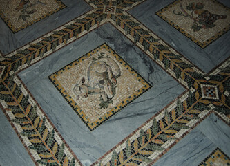 Church of visitation floor, mosaic. Ein Karem, Israel.
