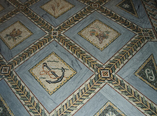 Church of visitation floor, mosaic. Ein Karem, Israel.
