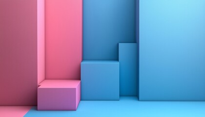 Abstract Pastel Pink and Blue Geometric Shapes