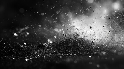 Abstract Black And White Dust Particle Explosion