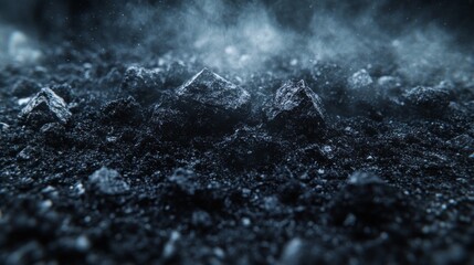 Dark Smoky Landscape With Pyramidal Rocks