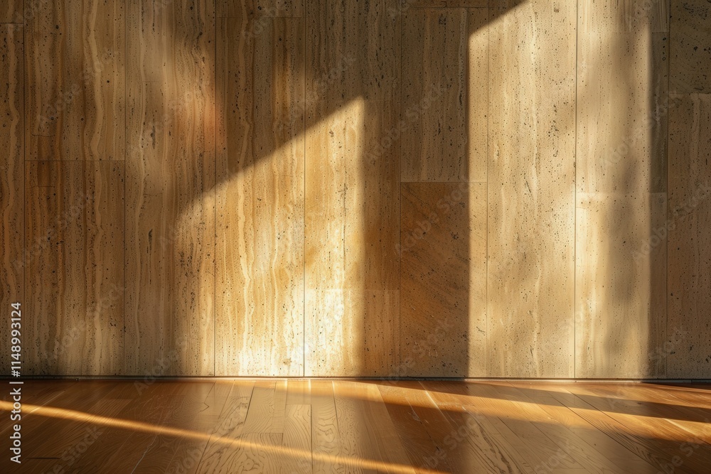 Aufkleber Shadows and light create a striking contrast on peeling walls in an abandoned room during late afternoon