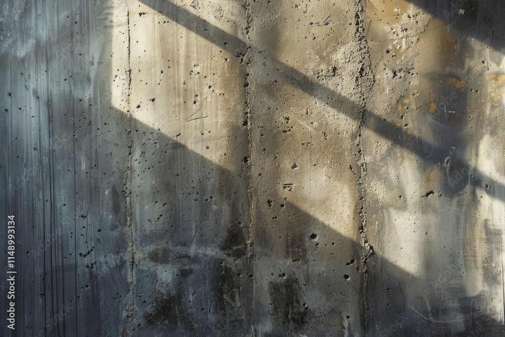 Poster shadows and light create a striking contrast on peeling walls in an abandoned room during late after