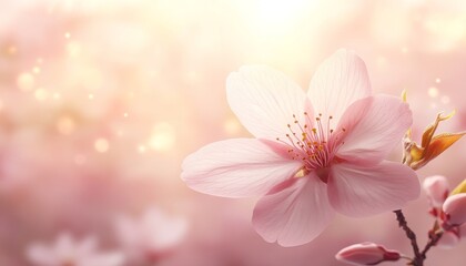 Obraz premium Soft Focus Cherry Blossom, Delicate Pink Petals And Bokeh Background In Dreamy Spring Atmosphere