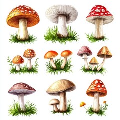 . Set of Forest Mushrooms for Organic Food Watercolor St   .jpeg