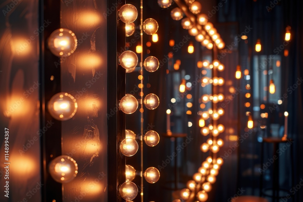 Aufkleber stylish interior featuring warm ambient lighting with mirrored reflections and circular arrangements