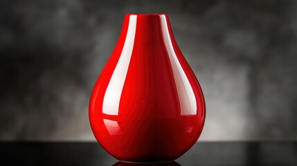 Obraz premium Elegant Red Ceramic Vase on Black Surface with Soft Background