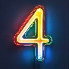 Neon sign with number 4