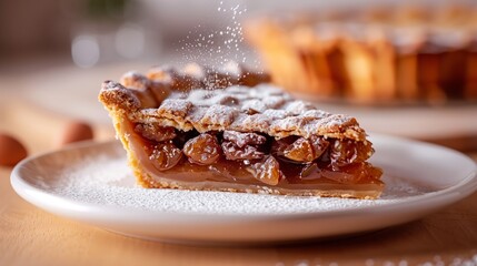 Lattice Mince Pie Slice with Powdered Sugar  .