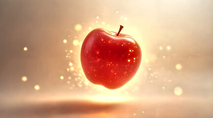 Obraz premium red apple with shiny particle