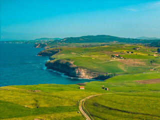 Landscape with Green Fields and Sky - Northern Spain