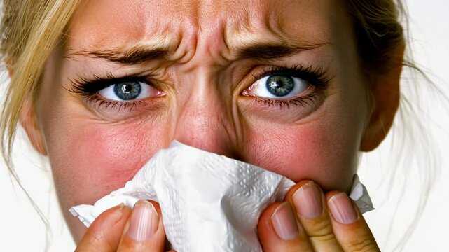 Emotional woman experiencing distress while holding tissue, highlighting struggle with discomfort