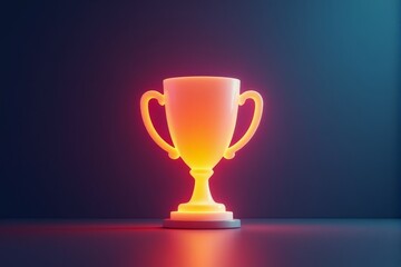 A clean and vibrant design of a glowing trophy on a minimal backdrop
