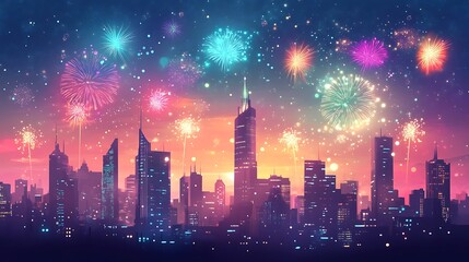 Fototapeta premium Happy New Year illustrations