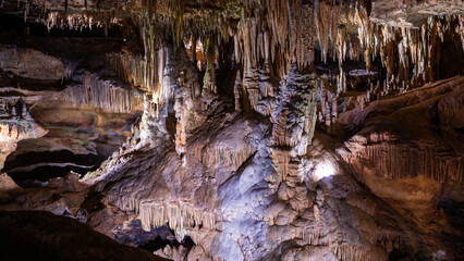 Abstract Geological Mineral Formations in Luray Caverns in Luray, Virginia, USA
