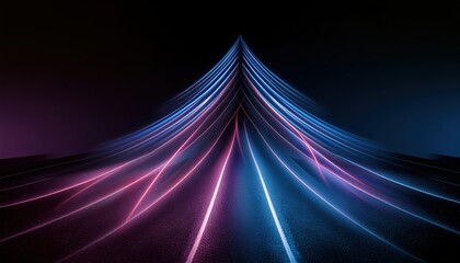 Abstract Ascending Pink and Blue Neon Lines A Stunning D Render Isolated on Black Background, Capturing the Essence of Modern Digital Art and Futuristic Design Aesthetics