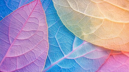 Obraz premium Colorful Transparent Leaves with Delicate Veins on Gradient Background