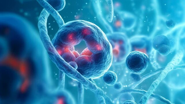 Embryonic stem cell, abstract medical illustration, Repairing damaged cells by reducing inflammation and modulating the immune system. Stem cell therapy