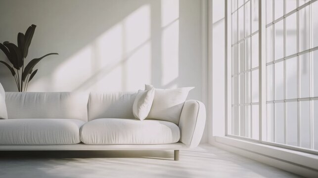 Modern minimalist room with sleek, uncluttered design. Featuring clean lines and subtle hues