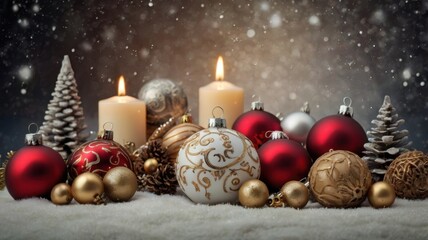 Christmas decorations with candles background