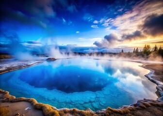 Naklejka premium Ethereal Blue Geothermal Lake, Iceland: Misty Hot Springs Landscape