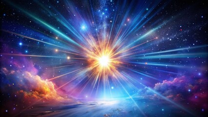 Ethereal Celestial Burst: Vibrant Light Explosion in Night Sky