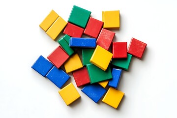 magnetic building tiles isolated on white background 