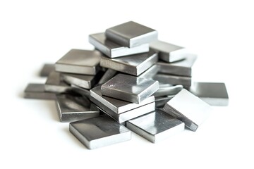 magnetic building tiles isolated on white background 