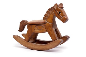 wooden rocking horse isolated on white background 