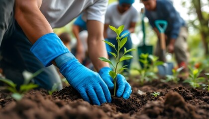 Naklejka premium Earth Day Tree Planting Environmental Action