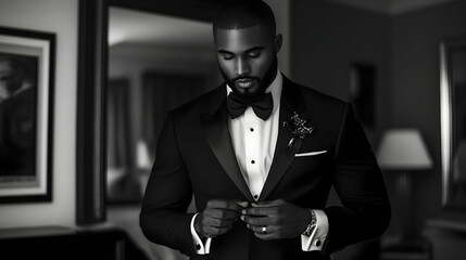 Handsome groom in tuxedo for a wedding