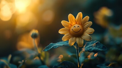 Smiling Sunflower at Sunset