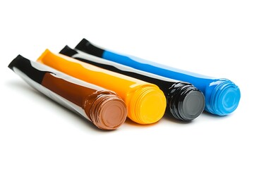 acrylic paint tubes isolated on white background 