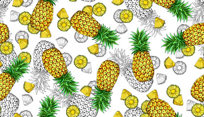 seamless pattern with pineapple print