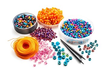 bead crafting kit isolated on white background 