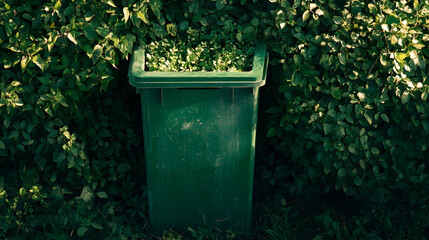 Recycling bin for environmental awareness with copy space