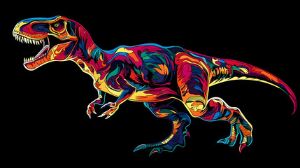 T-Rex drawn in abstract colorful vector