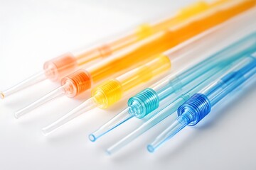 plastic pipettes isolated on white background 