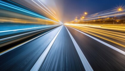 Futuristic Abstract Background with HighSpeed Straight Blue and Yellow Lines, Featuring Bokeh Glowing Neon Effects for Dynamic Visual Impact and Modern Aesthetic Appeal