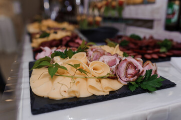 Exquisite Platter of Gourmet Meats and Cheeses Displayed at a Lavish Event