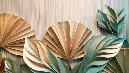 Stunning Abstract Quartzite Stone Wallpaper Featuring Organic Nature Leaves D Rendered Illustration for Unique Interior Design and Aesthetic Inspirations