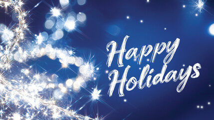 Festive Holiday Card with Cursive Typography and Sparkling Stars