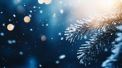 Frosty Winter Background with Snowflakes and Shimmering Particles