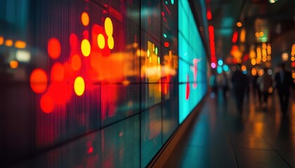 Fototapeta premium A bright meeting space where glowing graphs track progress toward goals, participants actively discussing solutions