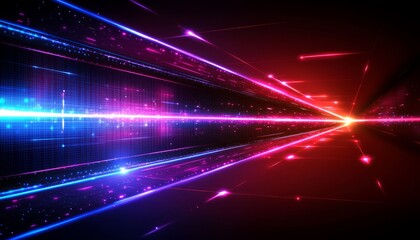 Abstract Digital Data Stream Red Blue Neon Lights