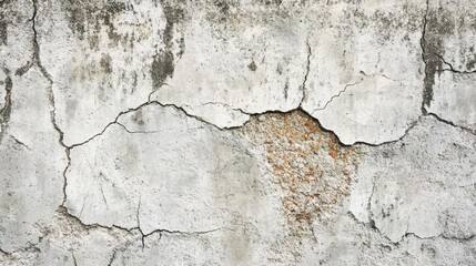 Obraz premium A close-up of a cracked and weathered concrete wall with visible texture and discoloration.